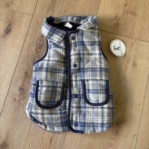 Harry Barker Dog Fall Sweater Vest Plaid Size Medium NWT Fleece Lined